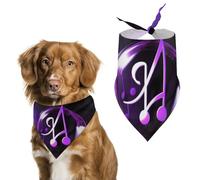 Purple Music Symbol Dog Bandanas for Feeding Grooming, Triangle Pet Bibs Washable Pets Scarf for Cats & Dogs