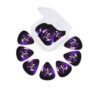 Purple Music Symbol Print Guitar Picks 12 Pack With Organizer Storage Box 0.46 0.71 0.96mm Guitar Plectrums Guitars Accessories For Bass Electric Acoustic Guitars