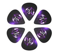Purple Music Symbol Print Guitar Picks 6 Pack With Organizer Storage Bag 0.46 0.71 0.96mm Guitar Plectrums Guitars Accessories For Bass Electric Acoustic Guitars