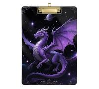 Purple Mysterious Dragon Acrylic clipboards for Nurses Standard Letter A4 Size Transparent for Student Girls Kids Teacher clipboard Gold 12x9in Tabla para escribir con Clip