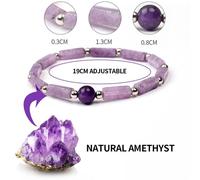 (purple) Natural Amethyst Body-purify Slimming Bracelet Stone Energy Bracelets For Women Fatigue Relief Healing Yoga