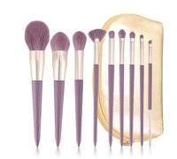 Purple Natural Fiber Makeup Brushes Set with Case, Vegan Makeup Brush Set Professional by ENZO KEN, Colorful Cosmetic Brushes Makeup Set, Make up Brush Set Professional, Purple Makeup Brush Set Vegan.