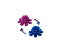 (Purple navy) Plush Octopus Reversible Cute Flip Soft Toy Gift Happy Sad Pink Blue Tw