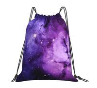 Purple Nebula Space Galaxy Unisex Drawstring Backpack Large Swimming Bag Foldable Gym Sack For Football Sports Yoga