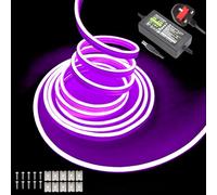 Purple neon LED Strip Lights - 16.4ft/5m 12V DC Flexible Rope Light with 600 high-Density SMD2835 LEDs, Featuring IP65 Waterproof Rating for Indoor and Outdoor Decoration (Includes Power Adapter).