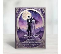 Purple Nightmare Before Christmas Personalised Cards - Congratulations, Engagement, Wedding, Anniversary - Gothic Greeting Card for Alternative Couples Conquer The World Quote
