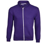 (Purple - No Cord, UK 13 Years) Kids Plain Zip Up Hoodie Without Cord Sweatshirt