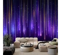 Purple Non-Woven Photo Wallpaper, Abstract Geometric Neon Lines Premium Mural Wallpaper - Wall Mural for Bedroom Living Room Decoration Poster 59 x 41 inch (W x H)