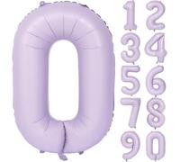 Purple Number 0 Balloons Birthday Balloon Light Purple 40 Inch purple Matte Number Balloon Giant Helium Foil Balloons Birthday Wedding Party digital Decorations (Digita 0)