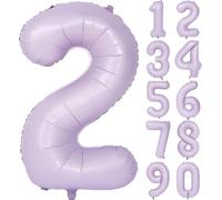 Purple Number 2 Balloons 2nd Birthday Balloon Light Purple 40 Inch purple Matte Number Balloon Giant Helium Foil Balloons Birthday Wedding Party digital Decorations (digital 2)
