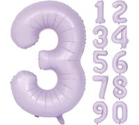 Purple Number 3 Balloons 3rd Birthday Balloon Light Purple 40 Inch Matte Number Balloon Giant Helium Foil Balloons Birthday Wedding Party digital Decorations (Digital 3)