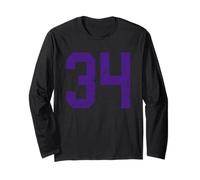 Purple Number 34 Jersey Player Uniform #34 Grunge Long Sleeve T-Shirt