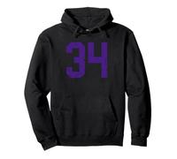 Purple Number 34 Jersey Player Uniform #34 Grunge Pullover Hoodie