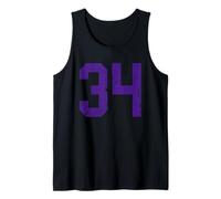 Purple Number 34 Jersey Player Uniform #34 Grunge Tank Top
