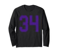 Purple Number 34 Jersey Player Uniform #34 Long Sleeve T-Shirt