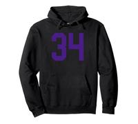 Purple Number 34 Jersey Player Uniform #34 Pullover Hoodie