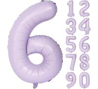 Purple Number 6 Balloons 6th Birthday Balloon Light Purple 40 Inch purple Matte Number Balloon Giant Helium Foil Balloons Birthday Wedding Party digital Decorations (Digital 6)