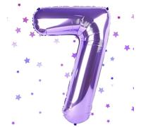 Purple Number 7 Balloon, 40 Inch Large Helium Foil Balloon Number 7