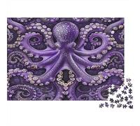Purple Octopus-fantasy Sea Creature 1000 Piece Jigsaw Puzzle on Sustainably Sourced Board Favourites Jigsaw with Impossible Puzzle for Challenging Puzzles for Adults 70x50cm/1000pcs
