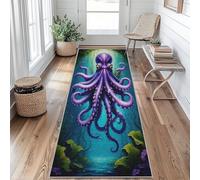 Purple Octopus Hallway Runner Rug 60x240 cm Long Washable, Sea Monster Kraken Carpet Runner Rugs Non Slip, Kitchen Entryway Hall Bedroom Decor, Soft Low Pile aEP75