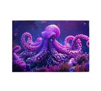 Purple Octopus Underwater 1000 Piece Jigsaw Puzzles For Adults Wooden Puzzles For Adults Gifts Home Decor