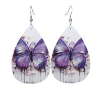 Purple Oil Painting Butterfly Leather earrings, European and American style earrings for young women, birthday gifts/Valentine's Day gifts