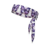 Purple Oil Painting Butterfly Patterned Sports Headscarf, Unisex, Sweat-Absorbing Headband for Tennis, Volleyball, Jogging, Yoga
