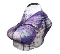 Purple Oil Painting Butterfly Versatile full-print Stroller Chair Cover/Nursing Cover, specially designed for your baby