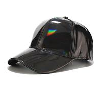 (Purple, One size) Imitation Leather Baseball Cap Holographic Rainbow Shiny Metallic Sunscreen Outdoor Sports for Snapback Trucker Dad Hat Black