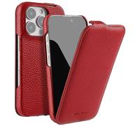 (Purple, One size) Melkco For Iphone 16 Pro Magnetic Case Vertical Flip Genuine Cow Leather+pc Shockproof Cover - Green