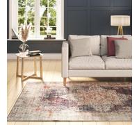 Purple Opal Soft Machine Washable Area Carpet with Vintage Distressed Design - Burgundy Cream Terracotta Traditional Pattern for Living Room Bedroom Hall - Durable House Rug Modern 280cm x 380cm
