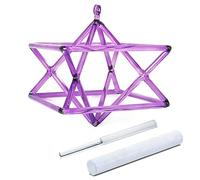 Purple Optically Chakra Quartz Crystal Singing Merkaba, Singing Pyramid for Yoga Meditation Sound Healing, Crystal Singing Bowl with Two Type Strikers & Red Rope(9inch)
