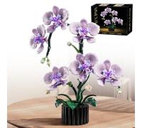Purple Orchid Building Block Set with Vase 619 Pcs, Phalaenopsis Floral Model Kits, Compatible with Lego Flowers for Mother's Day, Anniversary, Birthday for Adults & Teens Ages14+