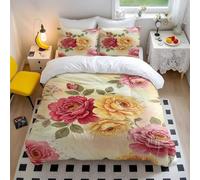 Purple Orchid Butterfly Dance Floral Duvet Cover Set, 3 Piece Bedding Set with Vibrant Flower Pattern, Soft and Breathable for Bedroom (01,King 240x220cm+65x65cm*2)