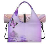 Purple Orchid Butterfly Sports Duffel Bag for Women Men Purple Weekend Overnight Bag with Shoe Compartment Shoulder Tote Luggage Bag for Yoga Gym Travel