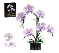 Purple Orchid Flower Building Blocks Kit, 619 Pieces Botanical Collection Model for Home Decoration, Artificial Bouquets Brick Set, Great Gifts for Birthday and Anniversary for Him and Him (13115)