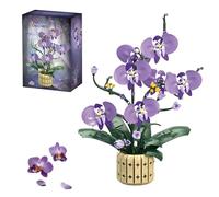Purple Orchid Flower Building Blocks Kit, 832PCS Plant Artificial Floral Bricks Set, Botanical Collection Model for Home Decor, Great Gifts for Birthday and Anniversary for Adults Him &Her(11011)