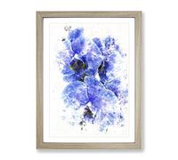 Purple Orchid Flowers Watercolour Modern Framed Print | A3 Oak Framed Wall Art | Ready to Hang | Modern Floral Picture | Living Room Bedroom Lounge Office