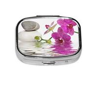 Purple Orchid,Meta Pill Box 2 Compartment Medicine Case,Portable Organizer,Rectangle Meta Portable Organizer Pill Box 2535 Compartment Medicine Case