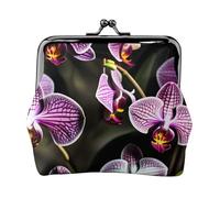Purple Orchids Print Print Charm and Versatile Coin Purse Exquisite Waterproof Kiss Lock Wallet for Keys Cards