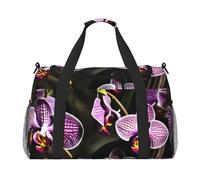Purple Orchids Print Print Large Capacity Hand Carry Bag for Women Foldable Carry On Tote for Airplane Travel