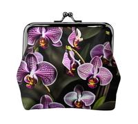 Purple orchids print small wallets woman,wallets for women,coin purse for women,small womens wallet,with zipper and kiss lock, Black, One Size, Art Deco