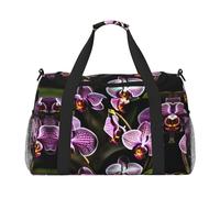 Purple Orchids Print Travel Bag, Weekender Bags For Women Men For Outdoor Adventures, Ideal For Camping And Hiking, Black, One Size
