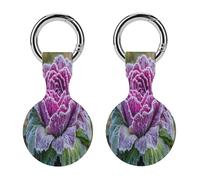 Purple Ornamental Cabbage Funny Protective Case Compatible with Airtag GPS Tag Tracker Cover for Pet Luggage Key