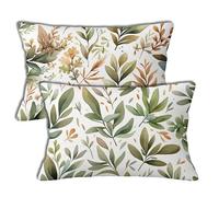 Purple Outdoor Cushions 40x60 cm Outdoor Waterproof Cushion Covers Leaf Pattern Double Sided Printing Linen Pillowcases Set of 2 Sofa Throw Pillow Case for Garden Furniture Chair Decor Gifts h-1468