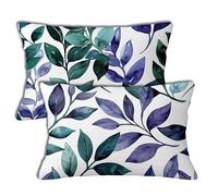 Purple Outdoor Cushions 50x90 cm Outdoor Waterproof Cushion Covers Leaf Pattern Double Sided Printing Linen Pillowcases Set of 2 Sofa Throw Pillow Case for Garden Furniture Chair Decor Gifts h-1402