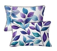 Purple Outdoor Cushions 50x90 cm Outdoor Waterproof Cushion Covers Summer Pattern Double Sided Printing Linen Pillowcases Set of 2 Sofa Throw Pillow Case for Garden Furniture Chair Decor Gifts h-1398