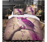 Purple Owl Art Comforter Cover 3D Print Premium 3-Piece Bedding Set Hidden Zipper Quilt Cover Super Soft Hypoallergenic for Adults Kids Girls Boys Women Teens Single（140x200cm）