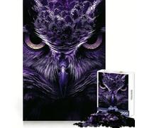 Purple Owl Close-Up Jigsaw Puzzles for Adults 1000 Pieces Strengthen Memory Family Bond Clean Edge Birthday Gift (38x52cm)