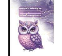 Purple Owl Composition Notebook - 9.75 x 7.5 Journal with 120 Lined Pages - School,College, Work, Recipe Book